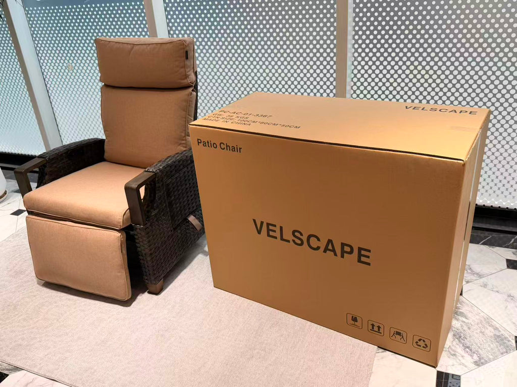 VELSCAPE Patio Chair - Outdoor Wicker Recliner Chair with Adjustable Backrest & Footrest